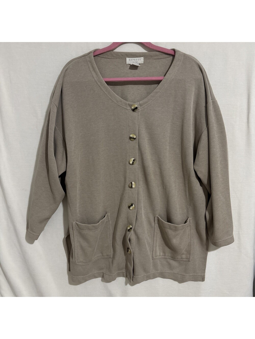 Express Tricot Tan Women’s Oversized Cardigan-Size Medium Beige